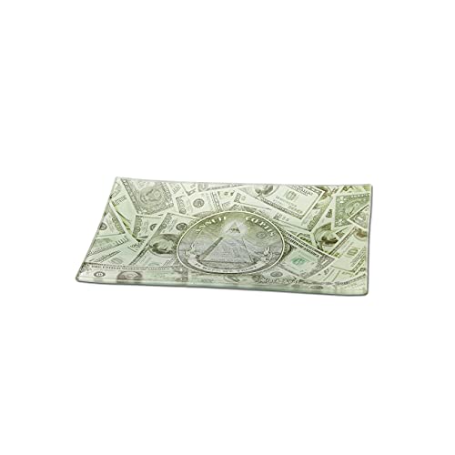 Black Leaf Rolling Tray Dollar | Mixing Tray aus Glas | BAU-Unterlage 255x155mm | Glastablett zum Bauen von Black Leaf