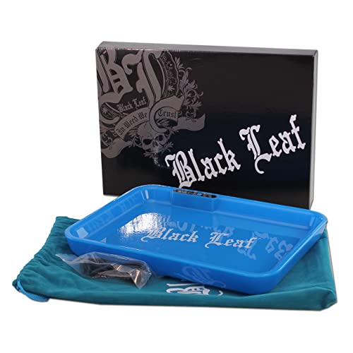 Black Leaf Rolling Tray LED blau | Mixing Tray BAU-Unterlage 279x209x34mm | Metalltablett zum Bauen von Black Leaf