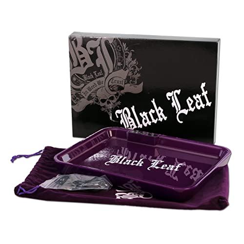 Black Leaf Rolling Tray LED violett | Mixing Tray BAU-Unterlage 279x209x34mm | Metalltablett zum Bauen von Black Leaf