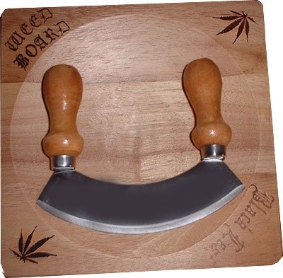 Black Leaf Wiegemesser Set Kräuter Messer mit Holzbrett von Black Leaf