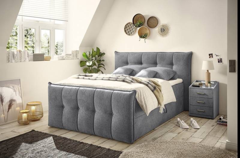 Black Red White Boxspringbett Bettkästen, 9-Zone, Topper, anthrazit, 180x200cm - 200x114x226cm BxHxT von Black Red White