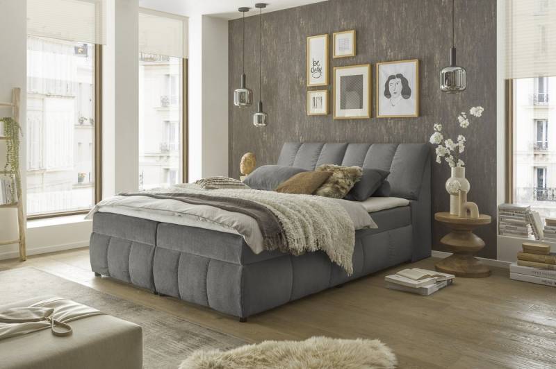 Black Red White Boxspringbett Stauraum, Topper, graphit, 180x200cm - Stellmaß 183x105x240cm (BxHxT) von Black Red White