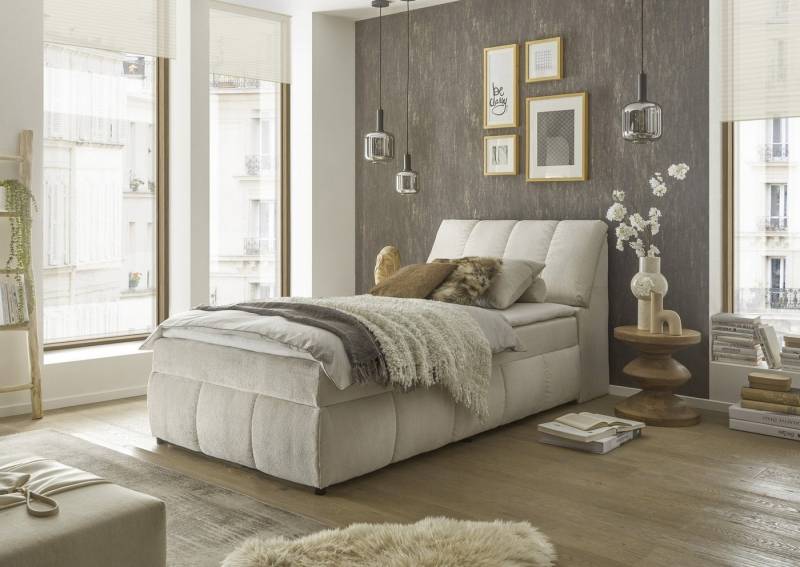 Black Red White Boxspringbett Stauraum, inkl. Topper, Ivory cream, 120x200cm - 123x105x240cm (BxHxT) von Black Red White