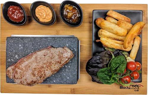 Black Rock Grill Steakstein Grillset – Sizzling Lava Stein Grill Set für perfekte Steaks, inkl. abnehmbarer Oberfläche und Zubehör für unvergessliche Grillabende zu Hause oder im Freien von Black Rock Grill