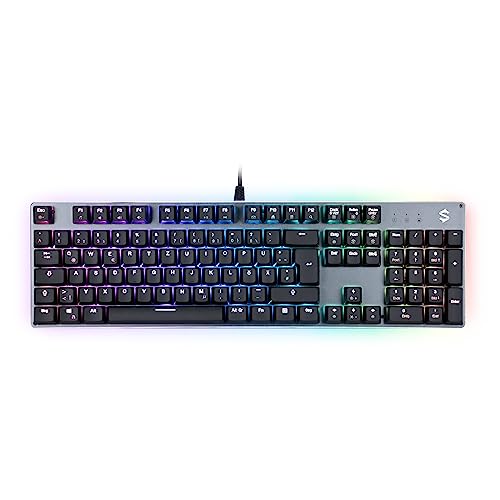 Black Shark Mechanische Gaming Tastatur mit Leisen Roten Schaltern, Beleuchtet, Kabelgebunden, 105 Tasten, Anti-Ghosting, Deutsches Layout, Kompatibel mit PC, PS5 & PS4 von Black Shark