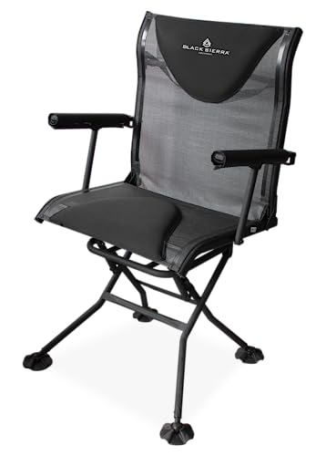 Black Sierra Deluxe 360° Drehstuhl, tragbarer geräuschloser Stealth-Jagdstuhl, drehbarer klappbarer Outdoor-Stuhl mit Polsterung und Armlehnen, unterstützt 136 kg von Black Sierra Equipment
