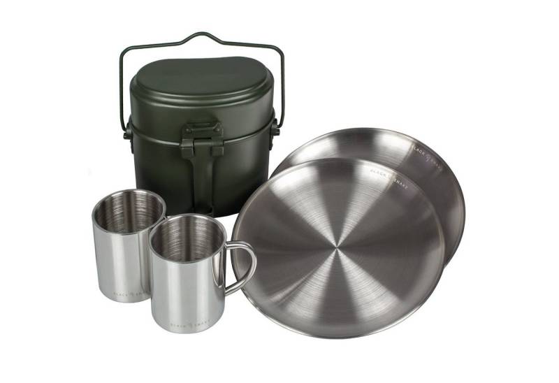 Black Snake Geschirr-Set Kochgeschirr mit flachem Camping Teller und Tasse, 2 Personen von Black Snake