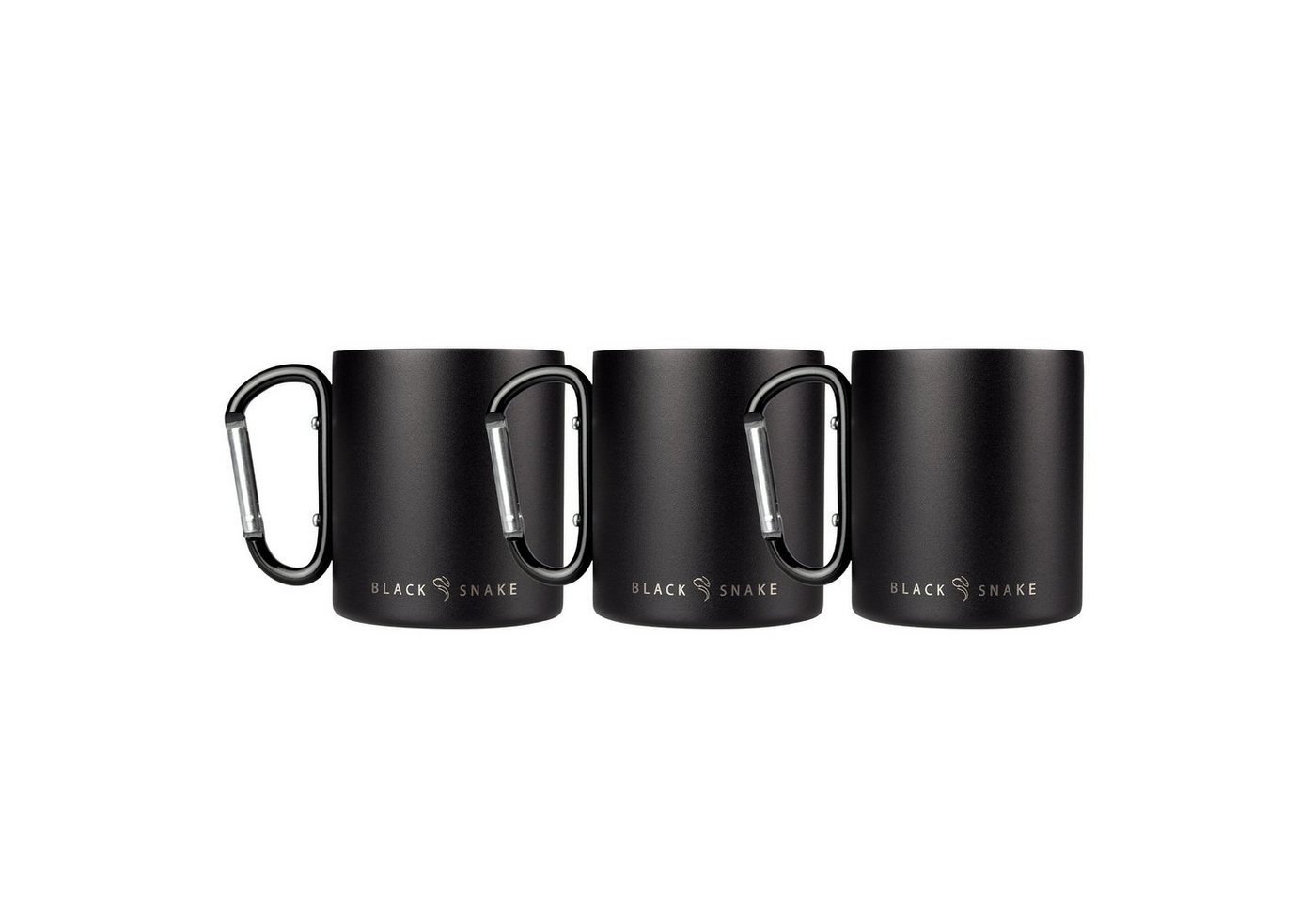 Black Snake Thermobecher Thermo Tasse Set aus Edelstahl mit Karabinerhaken von Black Snake