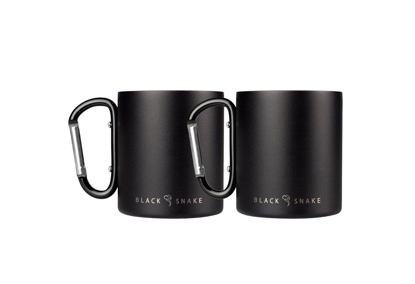 Black Snake Thermobecher Thermo Tasse Set aus Edelstahl mit Karabinerhaken von Black Snake