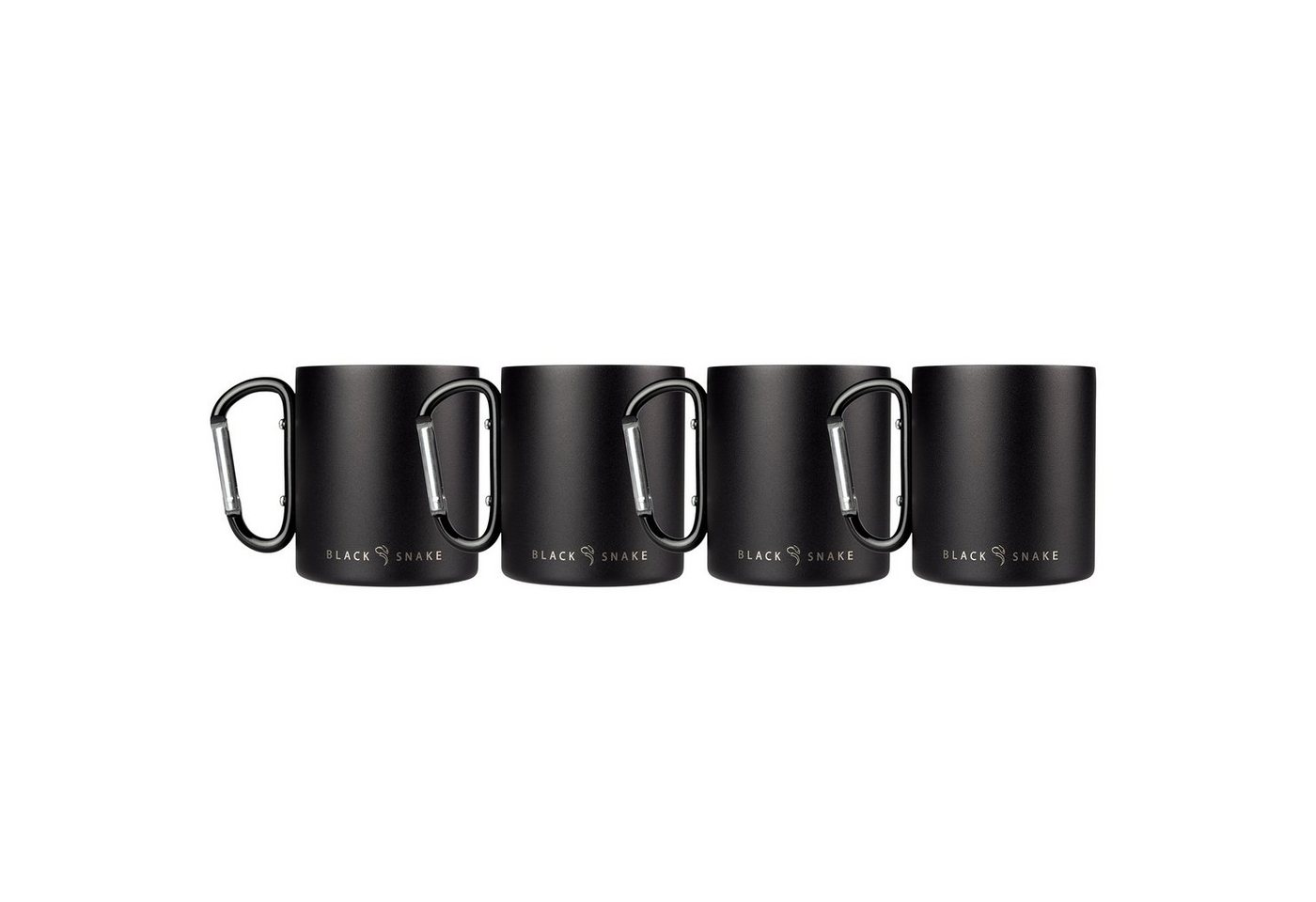 Black Snake Thermobecher Thermo Tasse Set aus Edelstahl mit Karabinerhaken von Black Snake