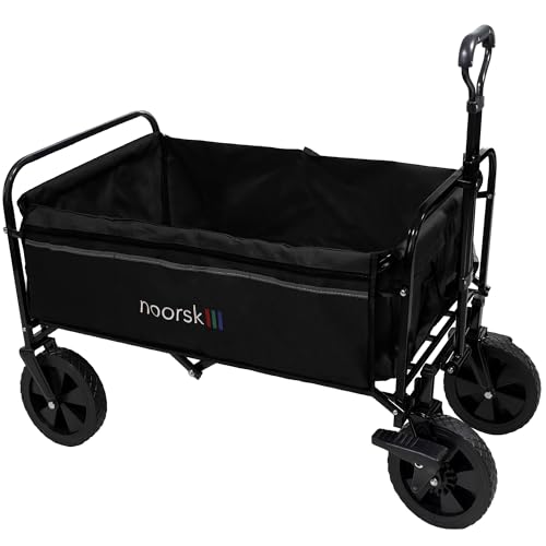 noorsk Faltbarer Bollerwagen - Klappbarer Transportwagen mit Vollgummi-Rädern - Robuster Handwagen für Garten, Ausflüge & Einkäufe - Platzsparend & vielseitig einsetzbar - Schwarz von Black Snake
