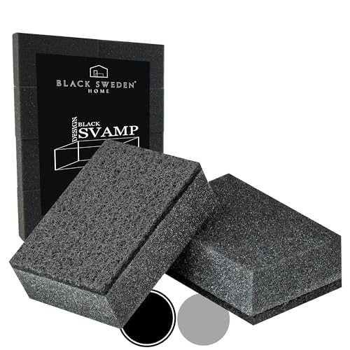 Black Sweden Home® SVAMP Küchenschwamm Schwarz, 8 Stück - Spülschwamm Schwarz, Langlebig und Universell Einsetzbar - Geschirrschwamm, Putzschwamm mit Scheuervlies von Black Sweden Home