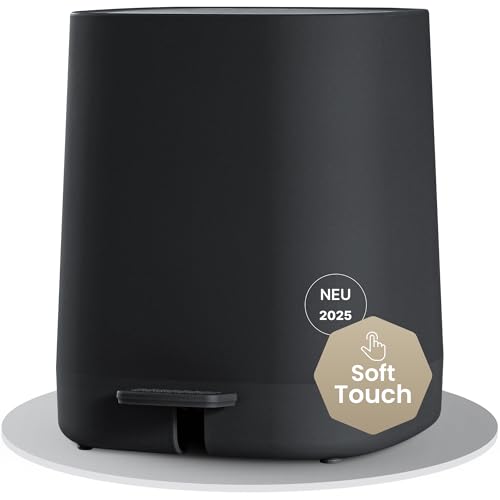 Black Sweden Home Mülleimer Bad - 5L Kosmetikeimer mit Softclose-Deckel und Inneneimer - Bad Mülleimer, Abfalleimer Bad, Toilette - Badezimmer Mülleimer - Elegantes Design Tretmülleimer Schwarz von Black Sweden Home