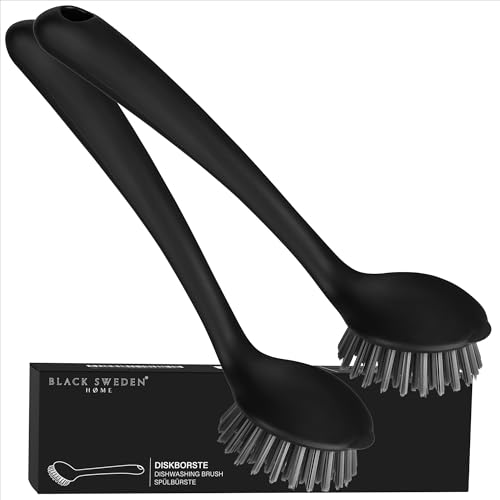 Black Sweden Home Spülbürste Schwarz - Hochwertige Geschirrbürste, Abwaschbürste, Küchenbürste mit robusten Borsten - Langlebiges Spülbürsten Set 2 Stück von Black Sweden Home