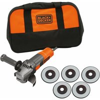 BLACK+DECKER BEG220SA5-FR 900 W Winkelschleifer mit Transporttasche und 5 Trennscheiben von Black & Decker