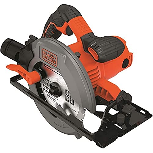 Black+Decker 1.500 W Handkreissäge, Schnitttiefe 66 mm, Sägeblatt mit Parallelanschlag, Durchmesser 190 mm, 1 Stück, CS1550 von Black+Decker