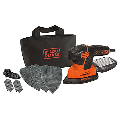 Black+Decker Dreieckschleifer Mouse KA2000 / Kraftvolle Schleifmaschine mit Staubfangbehälter inkl. Mikrofilter/Für das Abschleifen selbst an schwer zugänglichen Stellen / 1 x Schleifer 120 W von Black+Decker