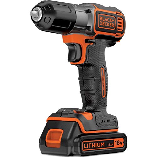 Black+Decker Autosense 18V 1.5Ah Li-Ion Akku-Bohrschrauber, Akkuschrauber, automatische Drehmomentvorwahl, Akkustand-Anzeige, LED-Leuchte, Griffgummierung, mit 2. Akku, Ladegerät und Koffer, ASD184KB von Black+Decker