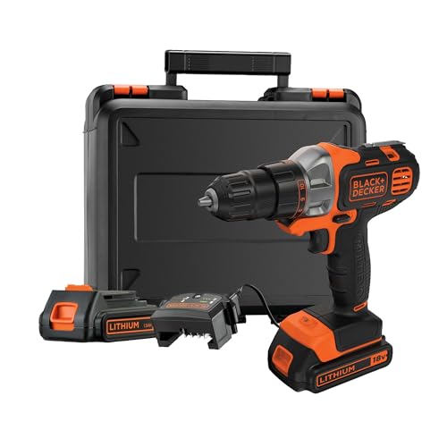 Black+Decker Akku-Multifunktionsgerät MT218KB / 18V Akkubohrer mit 2 Akkus/Geeignet zum Bohren, Sägen und Schleifen dank verschiedener Aufsätze/Inklusive Koffer/Werkzeug mit Koffer von Black+Decker