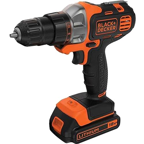 Black+Decker 18V Akku-Multifunktionswerkzeug Multievo, Multifunktionsgerät, Starter-Set inkl. Bohrschrauberkopf, LED-Leuchte, Softgriff + gummierte Flächen, Akku, Ladegerät, Koffer, MT218K von Black+Decker