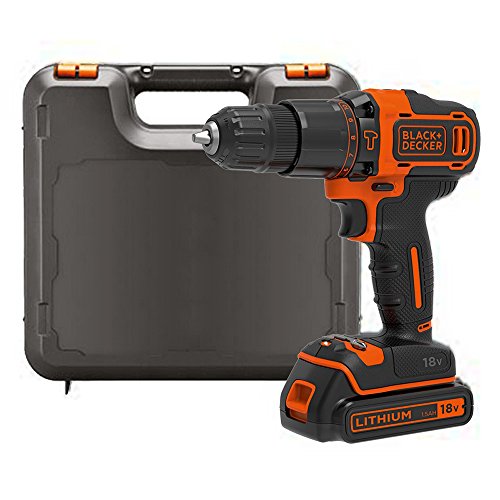 Black+Decker Akku-Schlagbohrschrauber (18V 1,5Ah, mit 2-Gang Getriebe, variable Drehmomentvorwahl, Softgriff, Doppelbit) BDCHD18K BDCHD18K-QW von Black+Decker