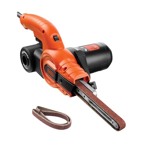 Black+Decker Bandschleifer KA900E mit Absaugung – Schleifmaschine für Holz, Metall, Stein, Gips, Keramikfliesen & Kunststoff – Zum Schleifen, Feilen, Schärfen und Entrosten – Bandmaße: 451 x 13mm von Black+Decker