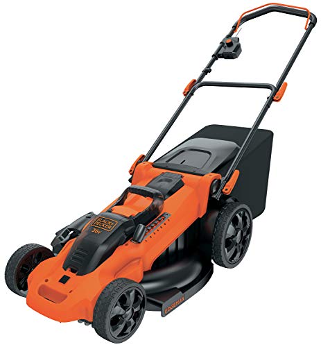 Black+Decker 3-in-1 Akku-Rasenmäher (mit Autosense 36V, 48 cm Schnittbreite, für mittlere und große Gärten, inkl. 2 Akkus, 90-Min Schnellladegerät, 50l Fangsack, Mulchfunktion) CLMA4820L2-QW, Orange von Black+Decker