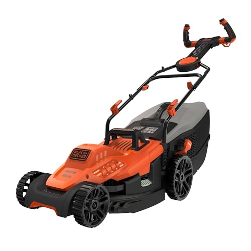 Black+Decker Elektro-Rasenmäher mit EasySteer Lenkgriff (1.600W, 38cm Schnittbreite, 6-fach Höhenverstellung, 45l Grasfangbehälter, ideal für mittlere Gärten) BEMW471ES von Black+Decker