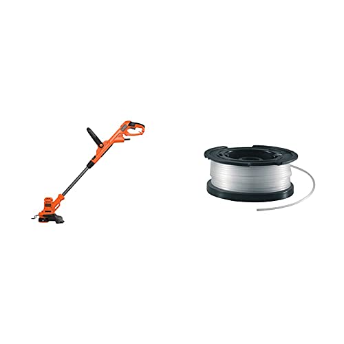 Black+Decker BESTA525 Elektro-Rasentrimmer/Rasenkantenschneider 230 V, Schwarz, 25 cm + vollautomatische Einzelfadenspule (für Rasentrimmer 10m Länge, 1.5mm Fadendurchmesser) A6481 von Black+Decker