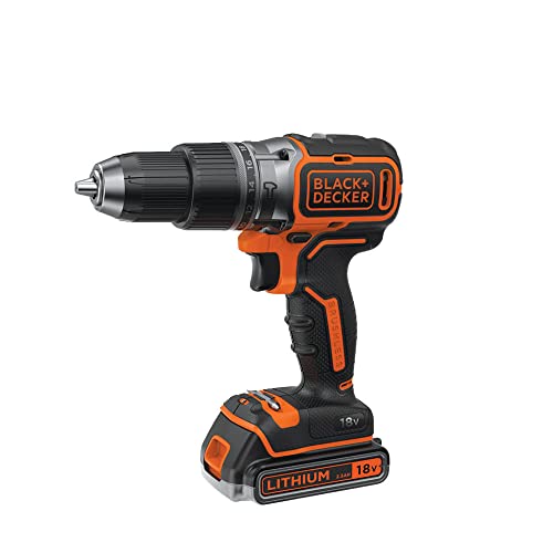 BLACK+DECKER Schlagbohrmaschine, bürstenlos, kabellos, 2 Akkus 2,5 Ah, 18 V – BL188E2K-QW – Schwarz von Black+Decker