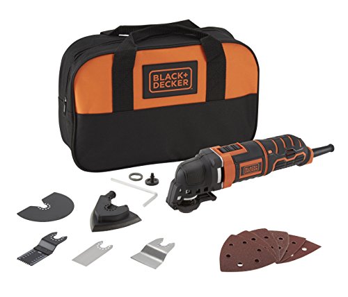 Black+Decker Black + Decker 300W Multifunktionswerkzeug mit Super-Lok Schnellspann-System, Staubabsaugung, 12-teilg, Zubehörset, MT300SA2, 1 Stück, von Black+Decker