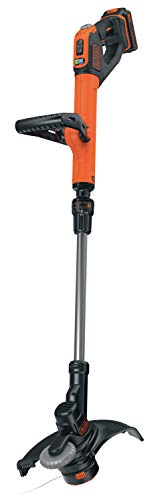 BLACK+DECKER Rasentrimmer mit Akku und Ladegerät Rasenkantenschneider Freischneider mit Fadenverlängerung auf Knopfdruck (18V 2,0Ah, 28 cm Schnittbreite) STC1820EPC von BLACK+DECKER