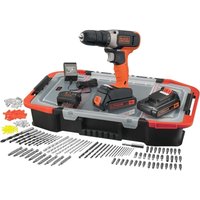 Black+decker BCD001BAST Akku Bohrschrauber Akkuschrauber 18V 2x Akkus 160-tlg Zubehör von Black & Decker