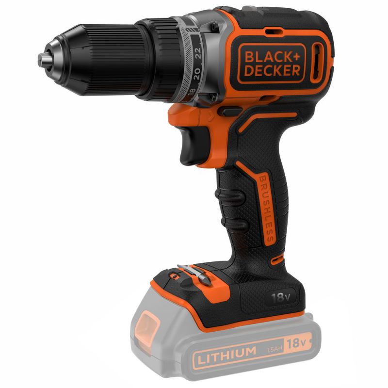 Black + Decker 18V Akku-Bohrschrauber, bürstenloser Motor, Lieferumfang ohne Akku und Ladegerät - BL186N-XJ von Black & Decker