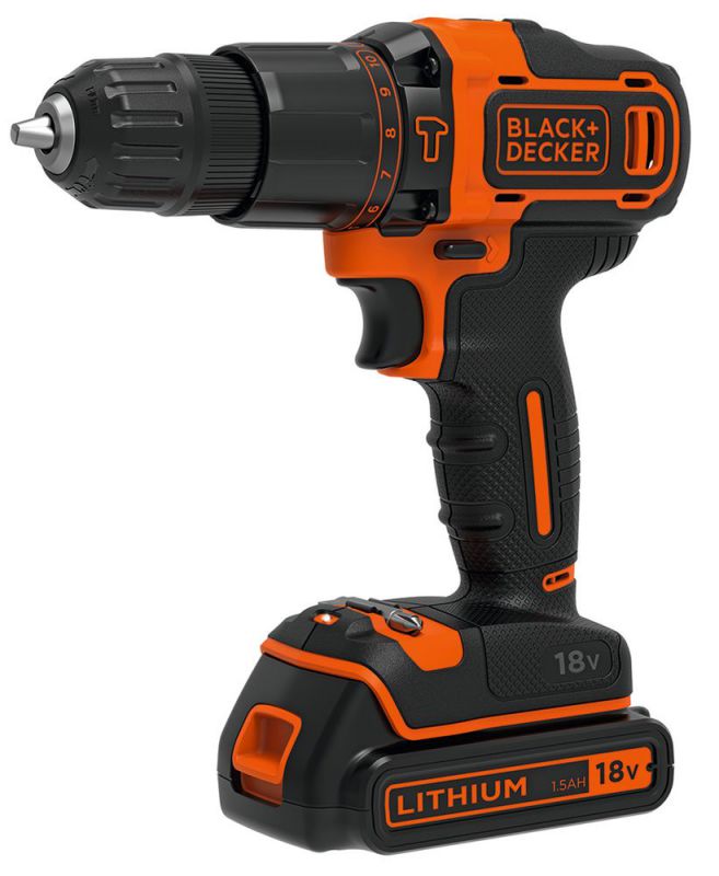 Black + Decker 18V Akku-Schlagbohrschrauber, 1,5 Ah, Koffer - BDCHD18K-QW von Black & Decker