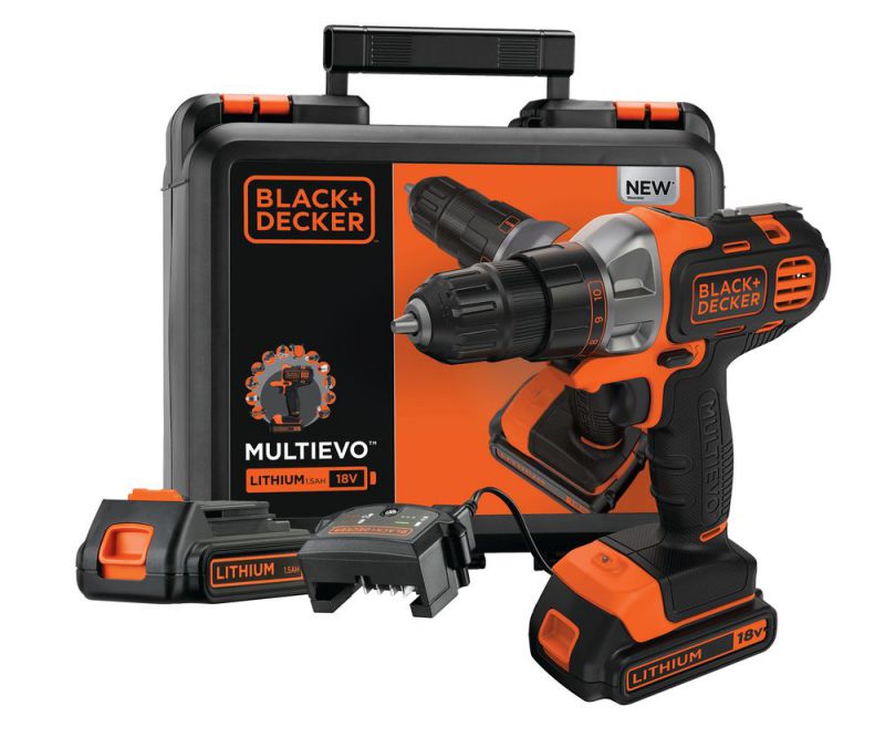 Black + Decker 18V Li-Ionen Multifunktionswerkzeug Multievo™ mit Bohrschrauber-Kopf und zwei Akkus - MT218KB-QW von Black & Decker