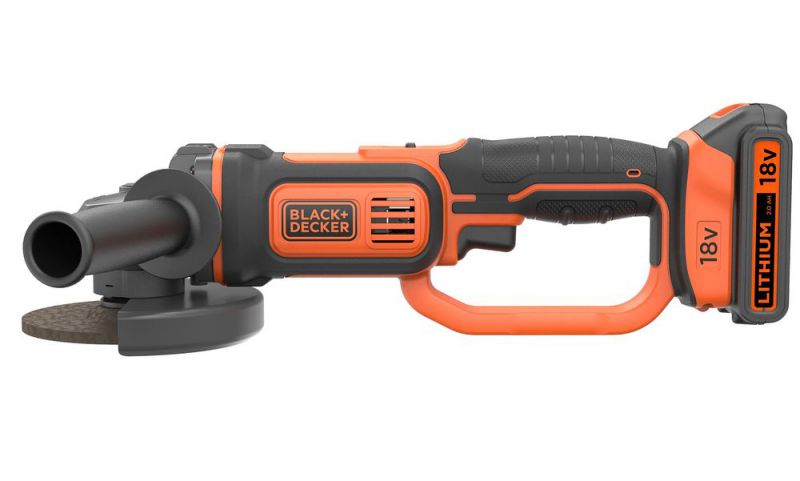 Black + Decker 18V Winkelschleifer, 125mm, 1x 4,0 Ah Akku, 400 mA Ladegerät, Softtasche - BCG720M1-QW von Black & Decker