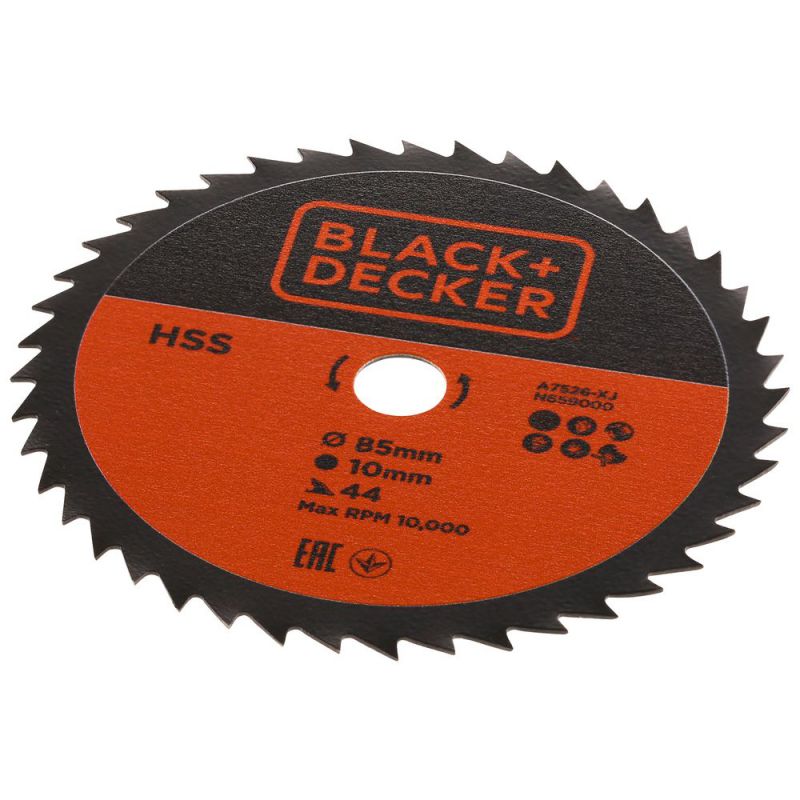 Black + Decker 85 x 10 mm HSS-Universalsägeblatt, 44 Zähne (für Handkreissäge) - A7526-XJ von Black & Decker