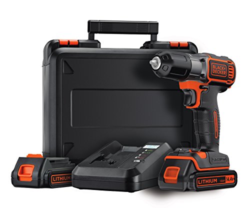 Black+Decker Akku-Schlagbohrmaschine, Autosense Bohrschrauber (14.4V, 1.5A, Schraub- und Bohrmodus, 10 mm Schnellspannbohrfutter, Kompaktdesign, inklusive Akkus, Schnelladegerät und Koffer) ASD14KB von Black+Decker