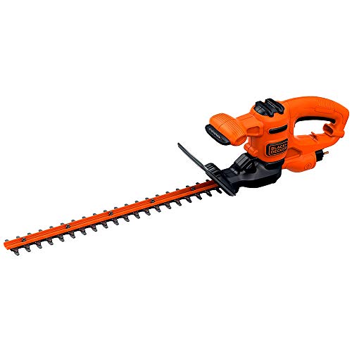 Black+Decker Elektro-Heckenschere (420W, 45 cm Schwertlänge, 16 mm Schnittstärke, T-Handgriff und transparentem Handschutz, für kleine Hecken) BEHT201-QS Multicolor von Black+Decker