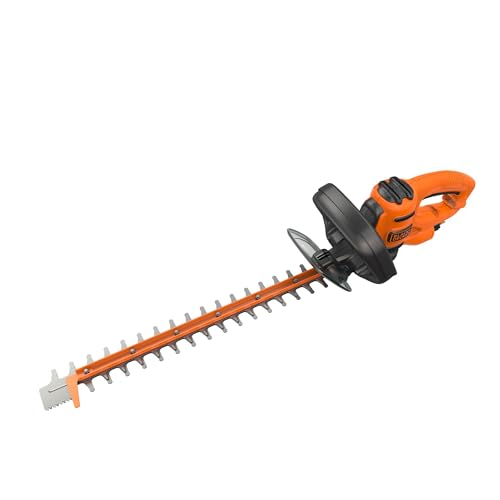 Black + Decker Elektro-Heckenschere (500W, 50 cm Schwertlänge, 22 mm Schnittstärke, Bügel-Zweithandgriff und transparentem Handschutz, für mittlere bis große Hecken) von Black+Decker