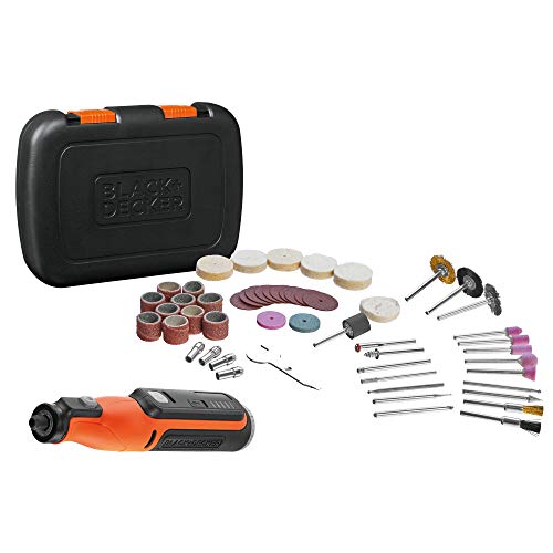 Black+Decker Akku-Multifunktionswerkzeug mit 52-tlg. Zubehör BCRT8IK (7.2V, 1.5Ah, Universal-Feinbohrschleifer mit Licht, zum Schneiden, Schleifen, Polieren und Schmirgeln, inkl. USB-Ladekabel + Box) von Black+Decker