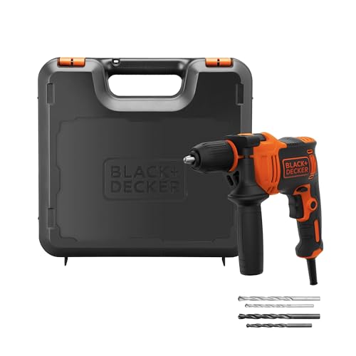 BLACK+DECKER 710W Hochleistungs-Bohrhammer mit 0-2800 U/min, mit 4 Bohrern und Kitbox, BEH710K-QS von BLACK+DECKER