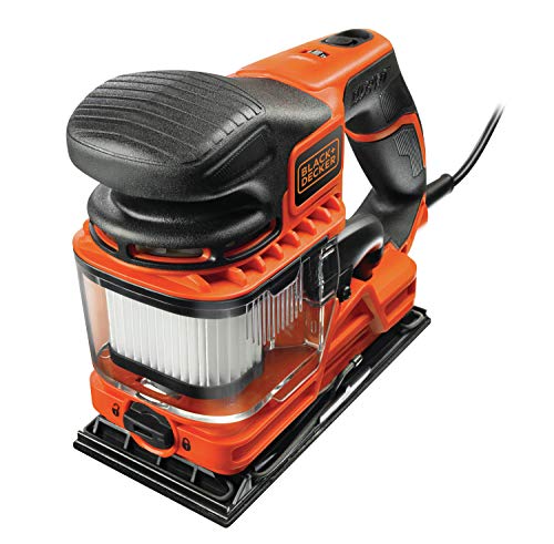 Black+Decker Schwingschleifer DUOSAND, Bandschleifer (270W, 2-fache Staubabsaugung, Staubfangbehälter, Schwingkreis 2mm, Schleifplatte 9x17cm, Softgriff, variable Geschwindigkeit, Koffer) KA330EKA von Black+Decker