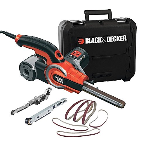 Black+Decker Bandschleifer KA902EK (Schleifmaschine für Holz, Metall, Stein, Gips und Kunststoff, Absaugvorrichtung, zum Schleifen, Feilen, Schärfen und Entrosten an schwer zugänglichen Stellen) von Black+Decker