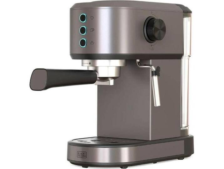 Black & Decker Kolbowy ekspres do kawy Black+Decker BXCO1350E, Siebträgermaschine, Silber von Black-&-Decker