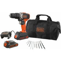 Black+decker BCD003BA10S Akku Schlagbohrschrauber 18V 2 Akkus Zubehör 10-tlg Werkzeugtasche von Black & Decker