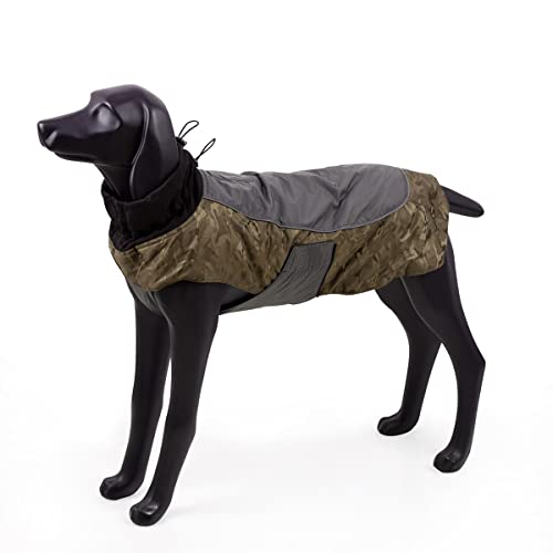 BlackDoggy Hundemantel, warm, wasserdicht, Regenmantel mit reflektierendem Rand und Leinenschlitz für kaltes Wetter, Ganz/Winter, Medium, Khaki von BlackDoggy