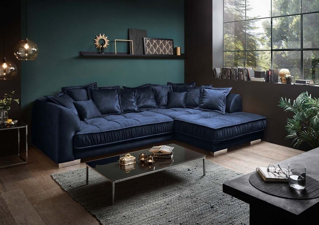 ED EXCITING DESIGN Ecksofa, Pascha Ecksofa 308 x 192 cm Sofa Couch Eckcouch Dunkelblau von ED EXCITING DESIGN