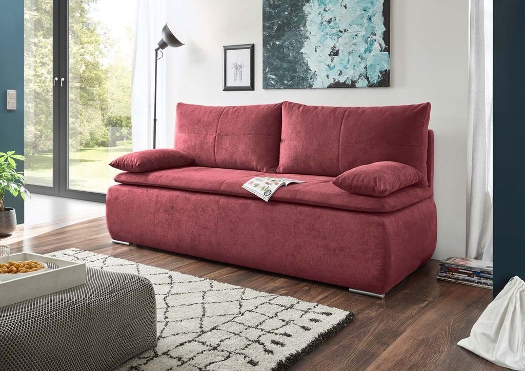 ED EXCITING DESIGN Schlafsofa, Jana Schlafsofa 208x95 cm Sofa Couch Schlafcouch Rot (Berry) von ED EXCITING DESIGN